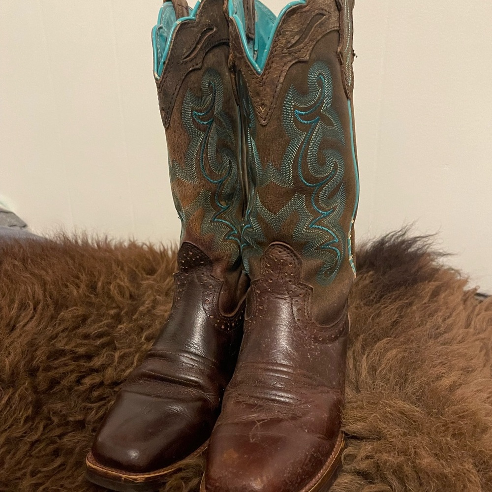 Justin Brown and Turquoise Western Boots